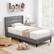 Alt View 4. Costway - Twin Bed Frame with Wingback Headboard Linen Upholstered Platform Bed - Grey.