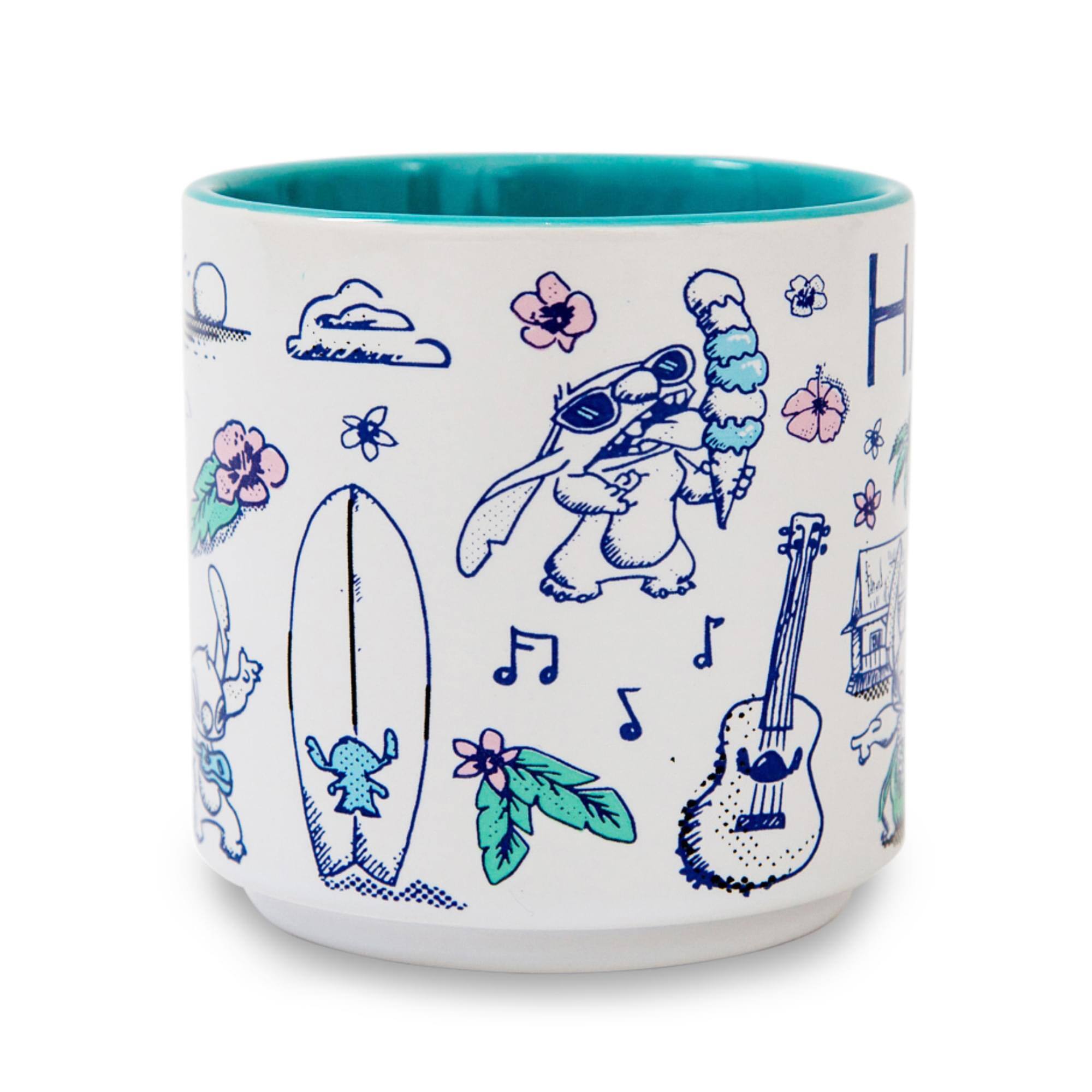 Alt View 1. Silver Buffalo - Disney Lilo & Stitch Hawaii Allover Icons Ceramic Stacking Mug | Holds 13 Ounces - Blue.