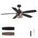 Alt View 9. Breezary - 52'' Walnut Wood Indoor Ceiling Fan with Two-Tier Iron-Ring Lantern Shade, Timer, DC Motor, Remote & 6″ Downrod - Matte Black and Brown.