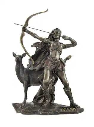 Front. Veronese Design - Bronzed Artemis Goddess of Hunting and Wilderness Statue - Bronze.