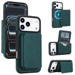 Dteck - For Apple iPhone 17 Pro Max Card Holder Case,2-in-1 Magnetic Detachable Wallet Folio,RFID Blocking Shockproof Cover - Green