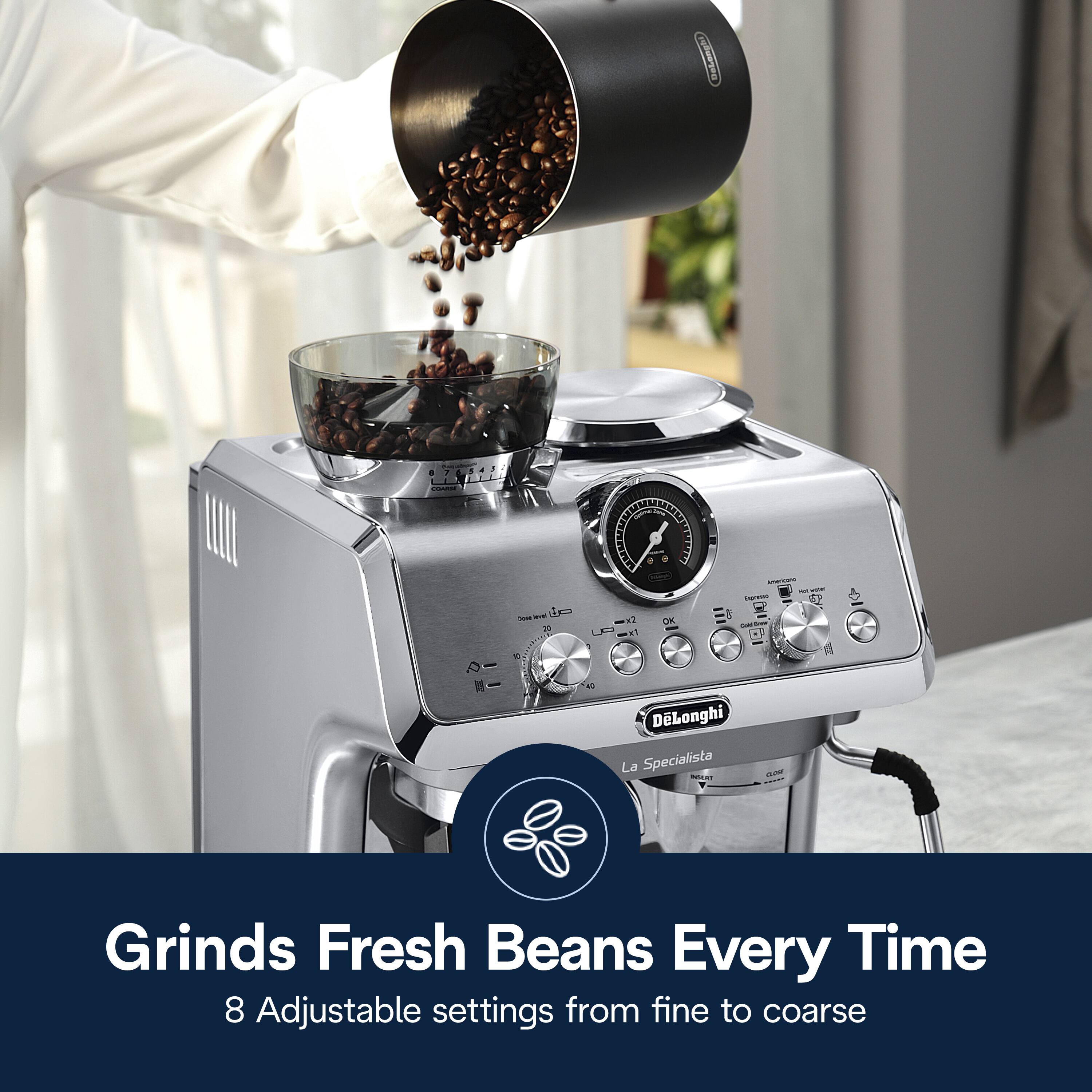 I . . IUNTEC L - -  ON - D 37 - -  DLonghi La Specialista - M Grinds Fresh Beans Every Time 8 Adjustable settings from fine to coarse