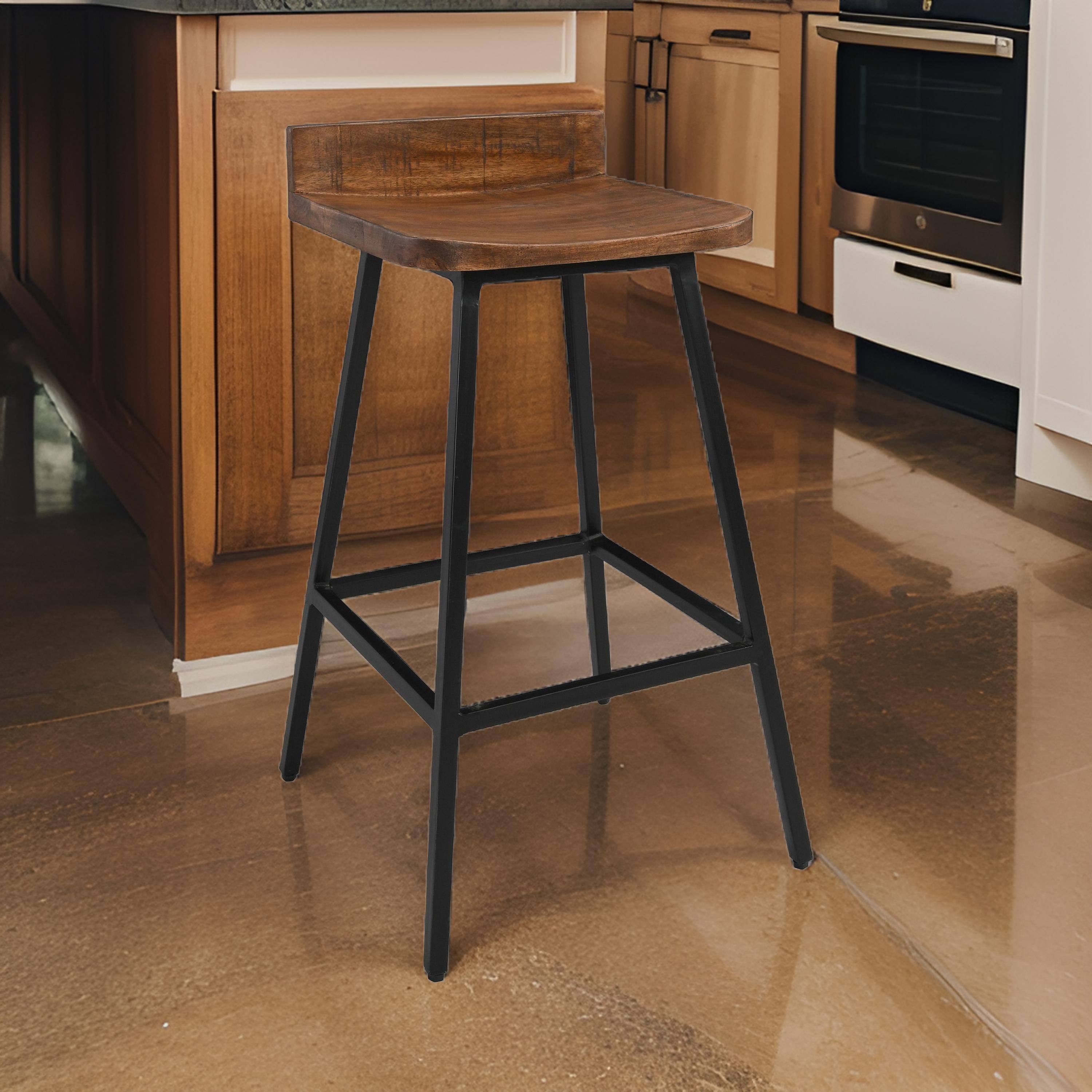 Manhattan Lane Counter Stool Chair Set of 2, Low Back,Iron Base, Mango ...
