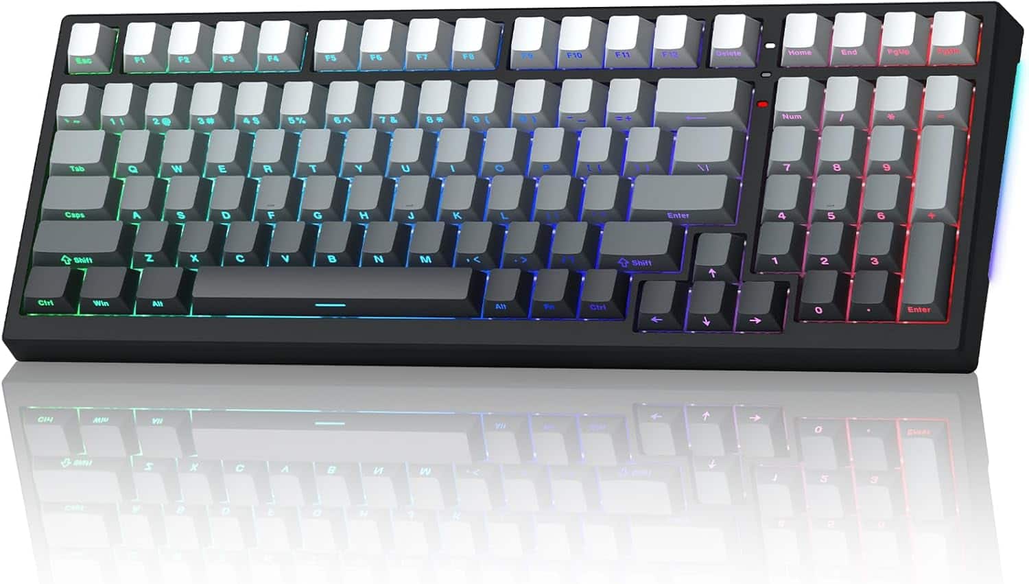 Womier - X98 Wireless 98% Mechanical Keyboard, RGB Backlit Custom Gaming Keyboard with Number Pad - Black