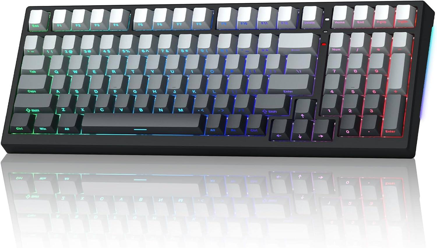 Womier - X98 Wireless 98% Mechanical Keyboard, RGB Backlit Custom Gaming Keyboard with Number Pad - Black