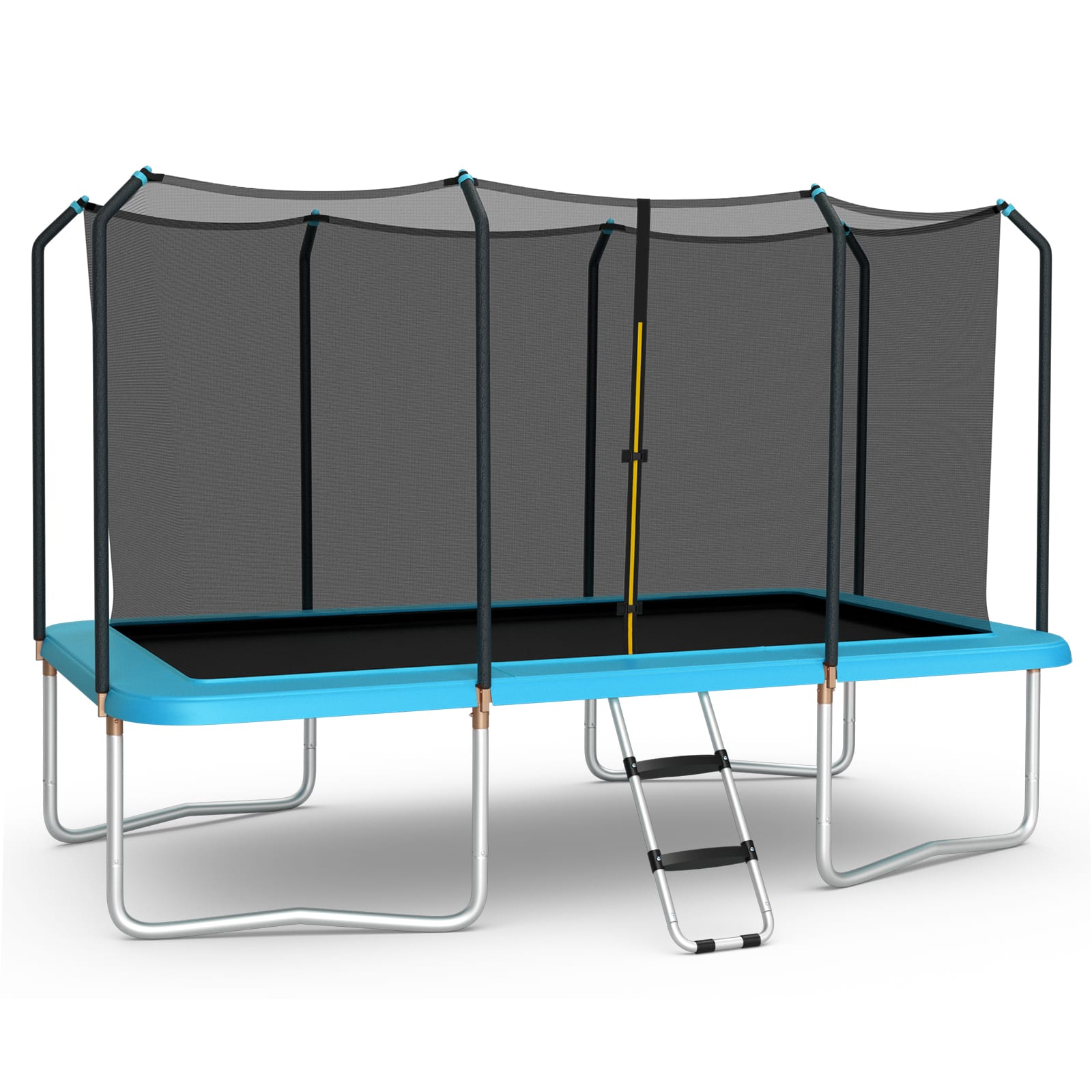 Costway - 8 x 14 FT Rectangular Recreational Trampoline W/ Safety Enclosure Net Ladder Outdoor - Blue