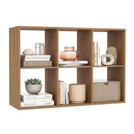 Costway - 6-Cube Bookshelf, Modern Cubby Bookcase with Back Guardrail & Anti-tipping Kits - Natural