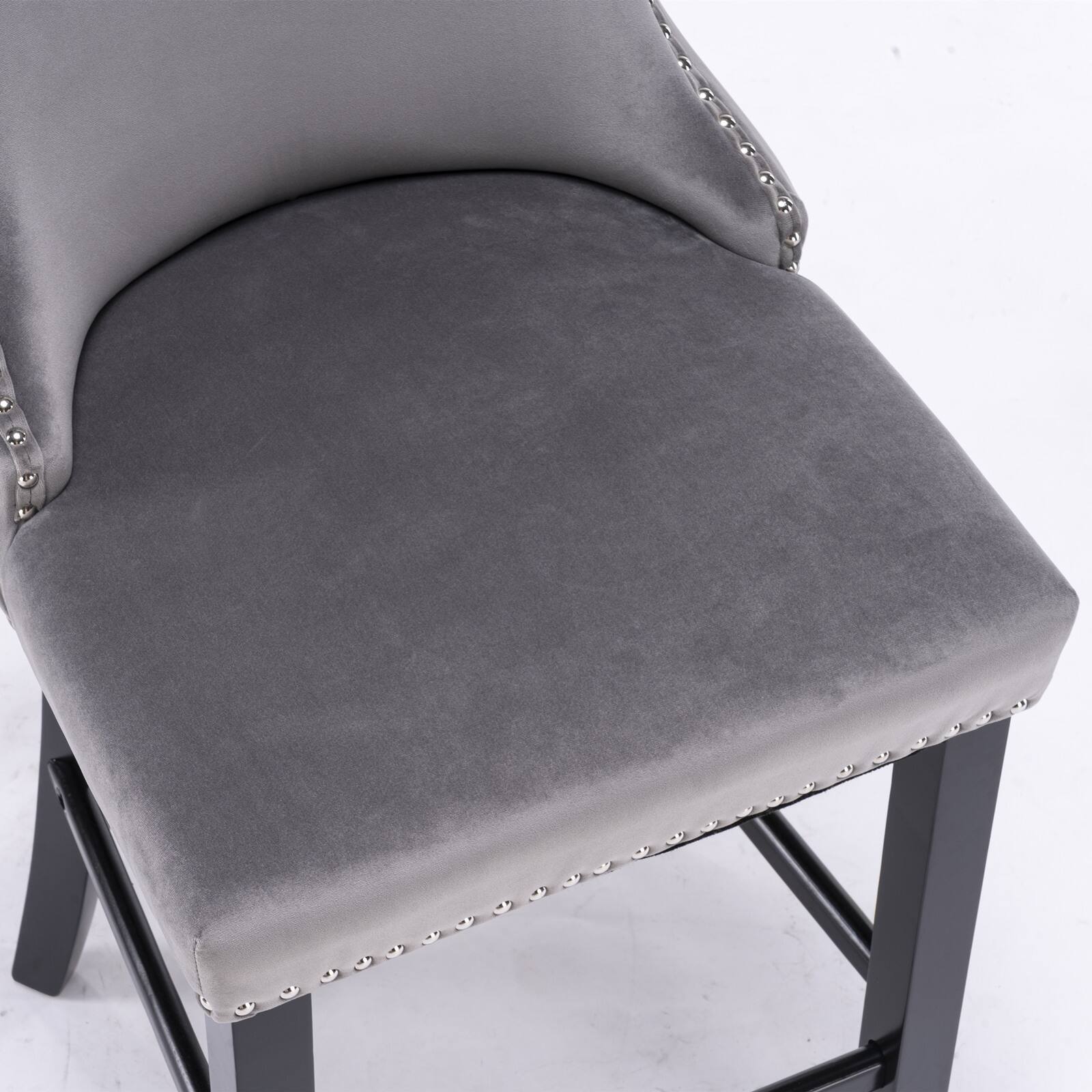Alt View 4. SlickBlue - Upholstered Wingback Barstools Button-Tufted Counter Chairs with Wooden Legs for Kitchen & Bar - Grey.