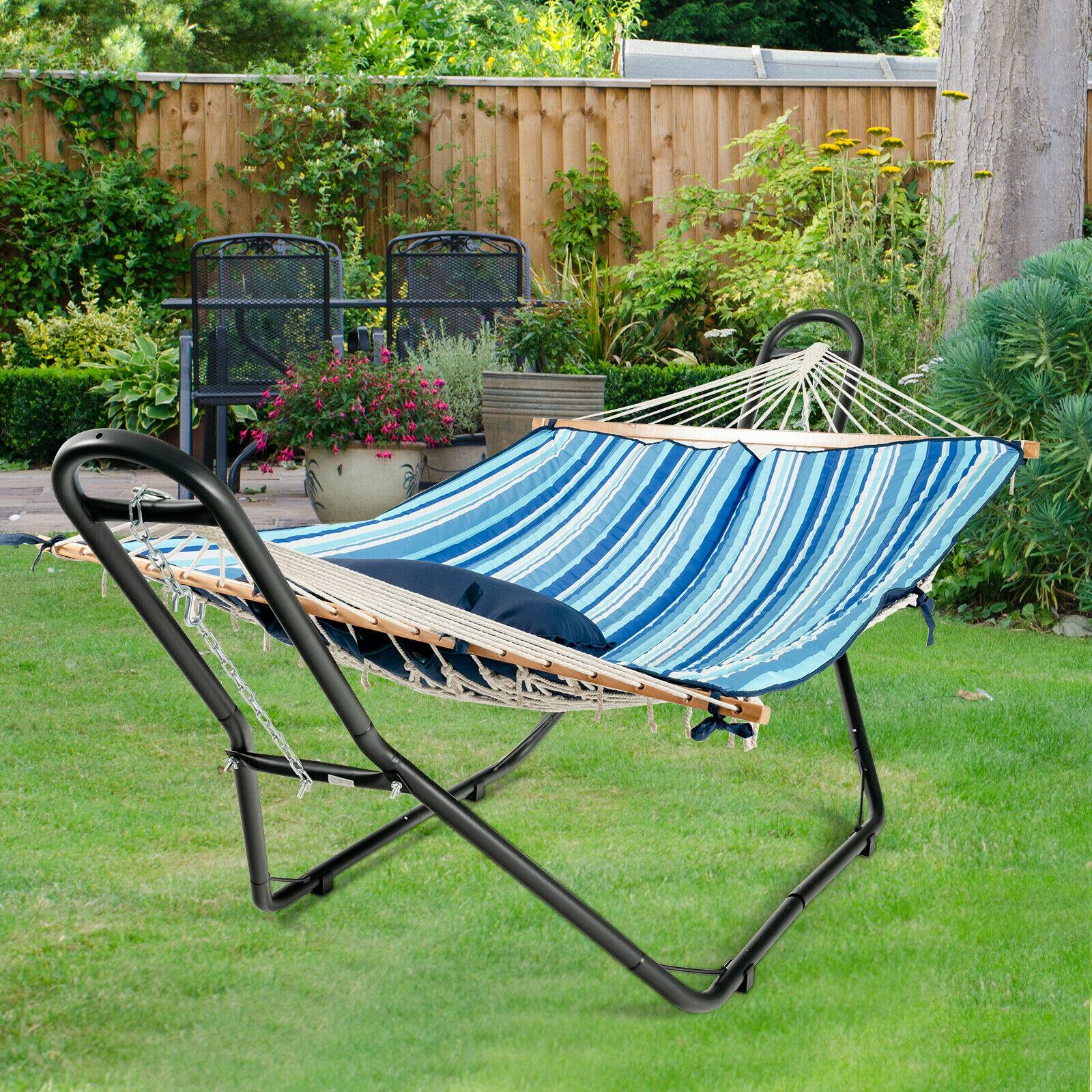 Alt View 2. Gymax - Gymax Hammock Stand Heavy Duty Steel Frame Hanging Hooks Indoor Outdoor - Black.