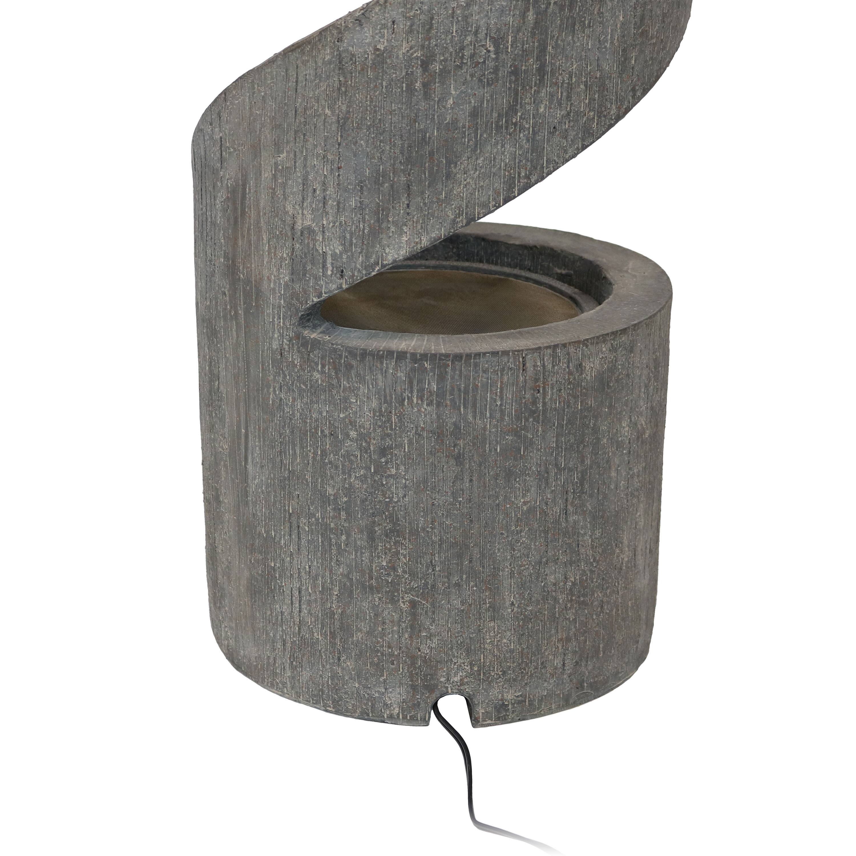 Alt View 5. Sunnydaze - Showering Spiral Outdoor Water Fountain with LED Lights - 31 in - Grey.
