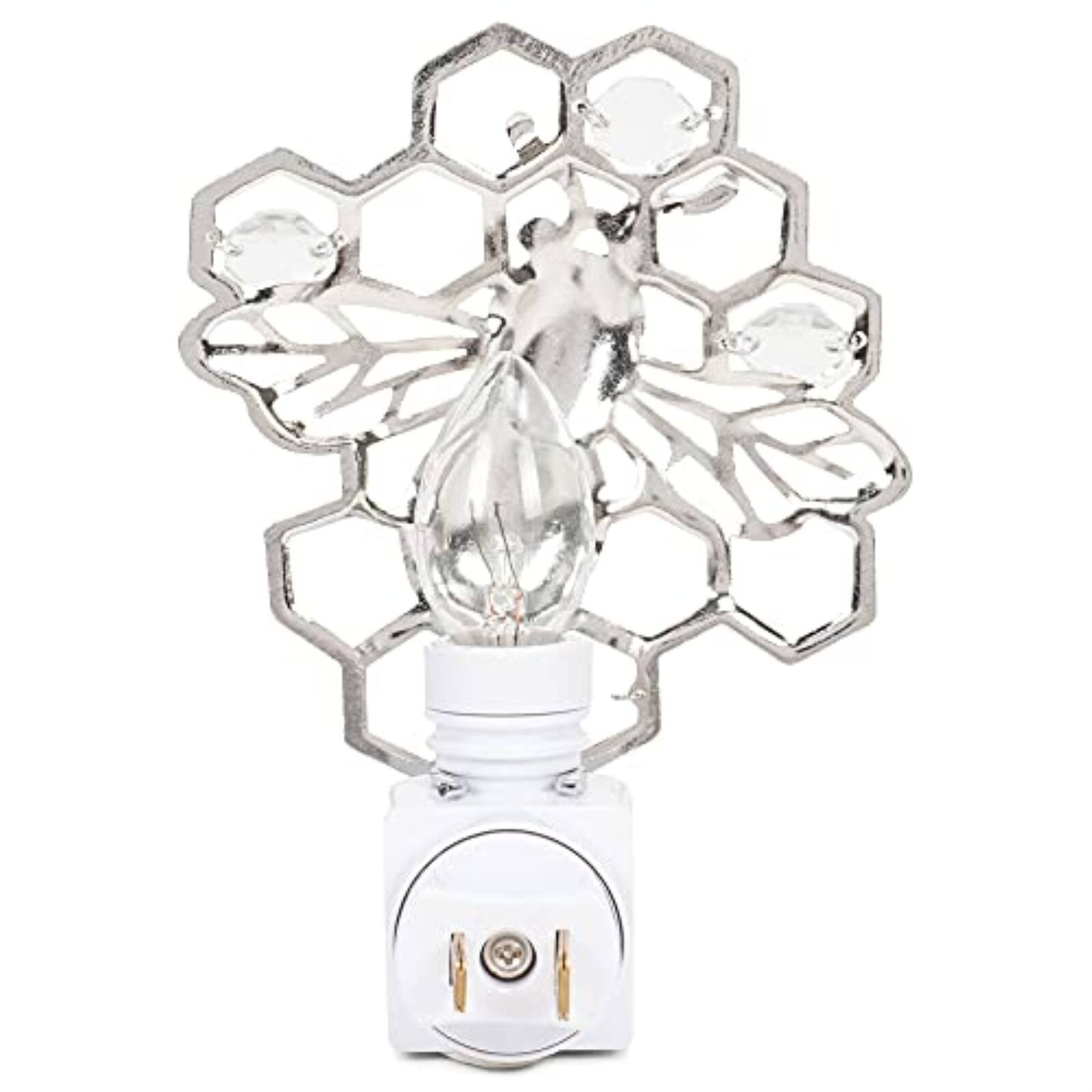 Back. Ganz - Ganz Black and Yellow Bee with Crystals and Honeycomb Zinc Plug In Night Light 3.75 inch - Yellow.