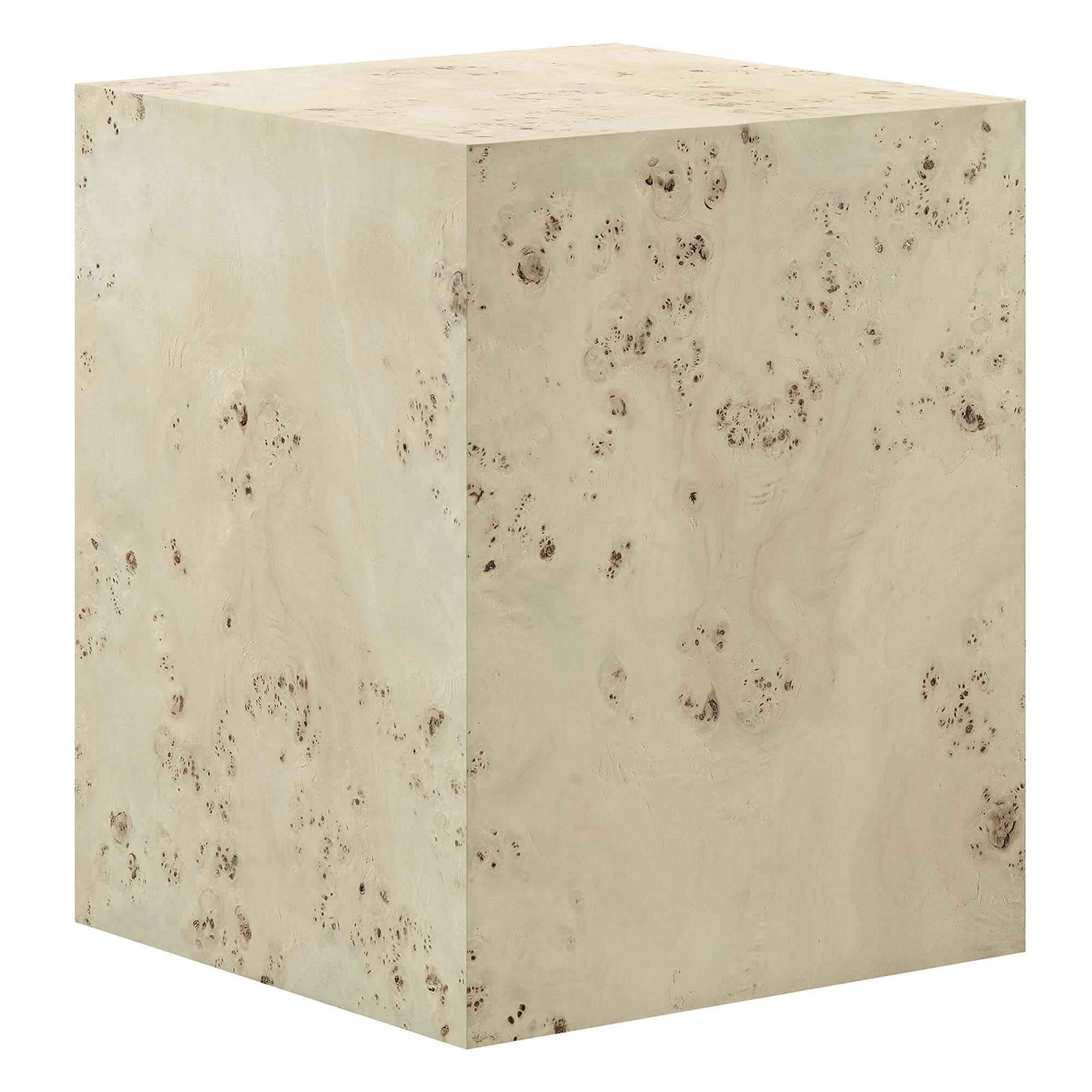 Angle. Modway - Cosmos 16" Square Burl Wood Side Table by Modway - Bleached Burl.