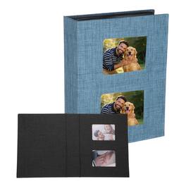 Unique Bargains - Photo Album 8.9x6.9 Inch 200 Photos Linen Cover Photo Book with Display Window for Family Wedding Anniversary - Blue
