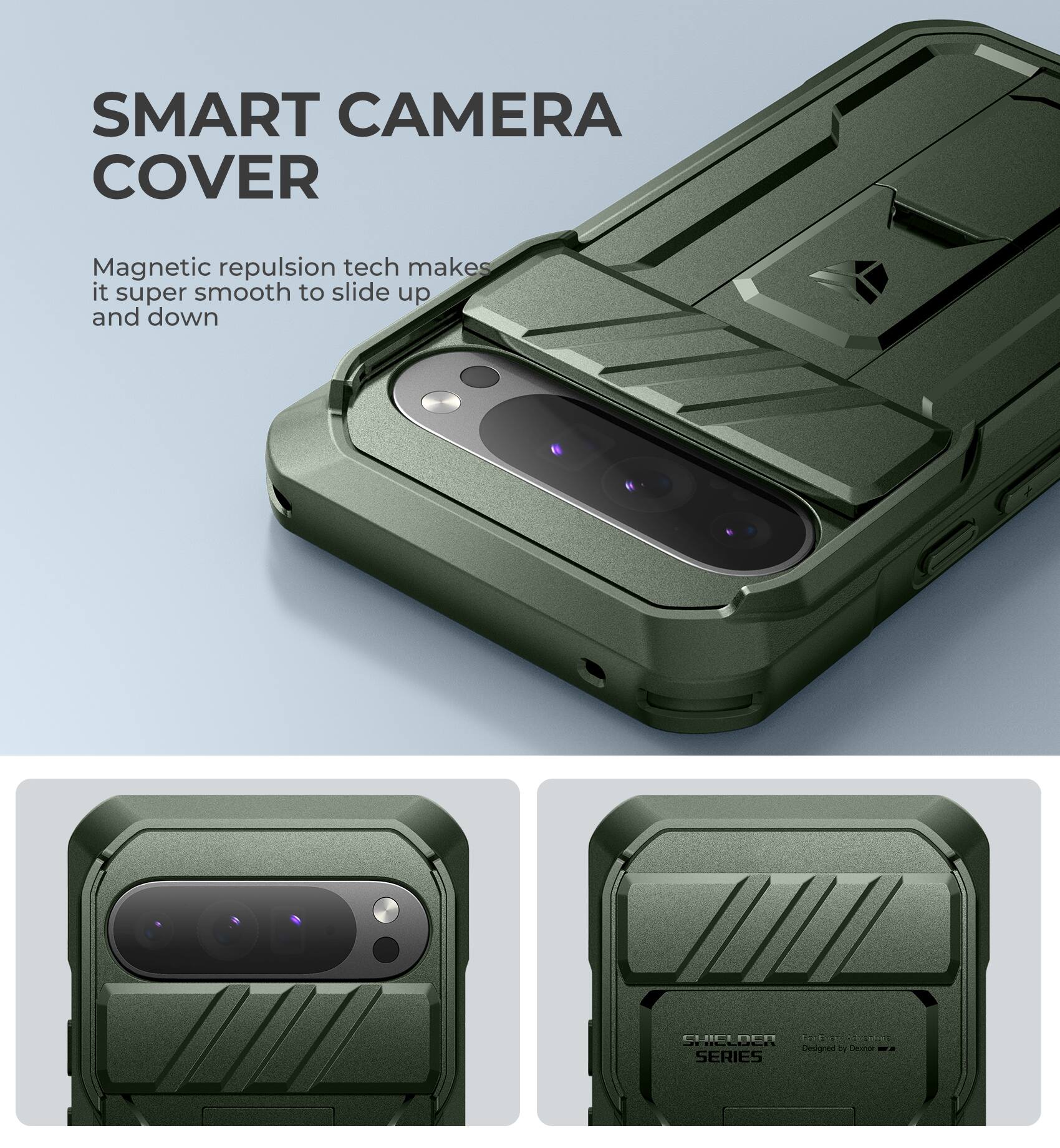 SMART CAMERA COVER
Magnetic repulsion tech makes it super smooth to slide up and down

CUIELOCR

LA

Designed by Demdn

SERIES