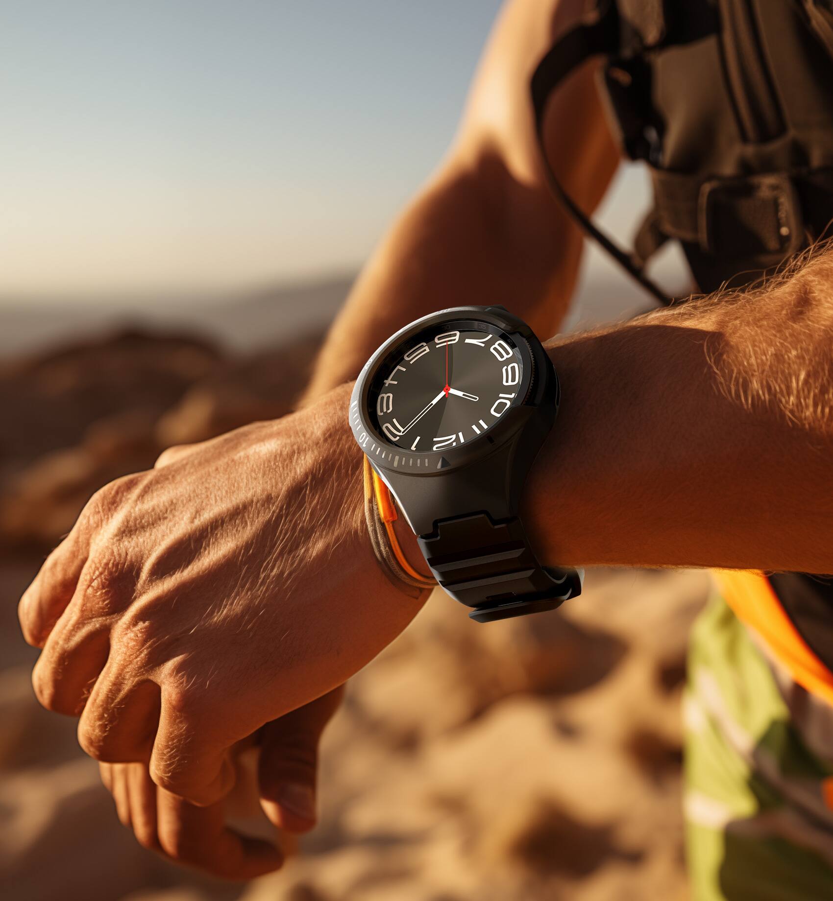 Alt View 2. Dexnor - Band for Samsung Galaxy Watch 6 Classic 43mm, Raised Bezel & Snap-on Rugged Shockproof Case - Black.