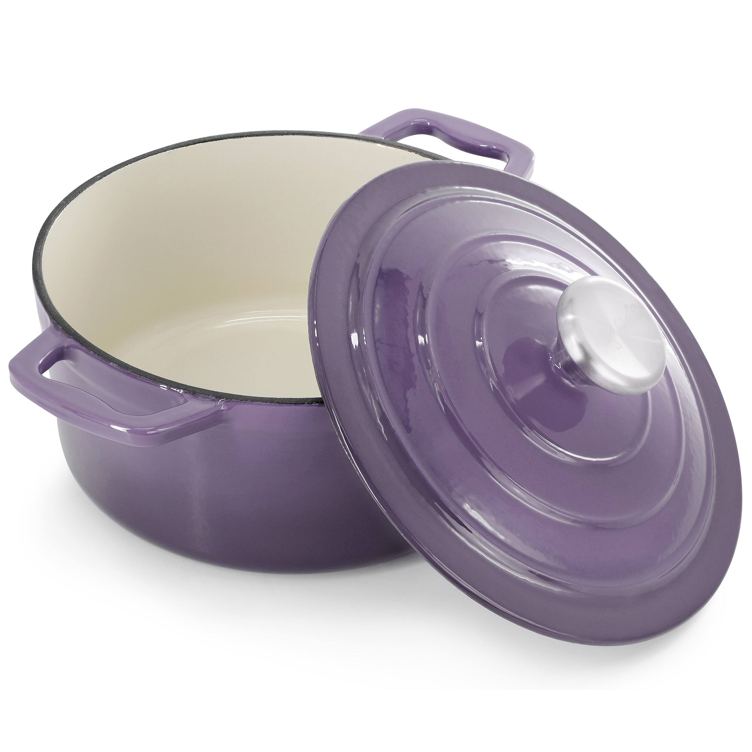 Alt View 2. Mega Chef - MegaChef 2.7 Quart Round Enameled Cast Iron Casserole in Gradient Purple - Purple.