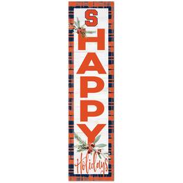 Jardine - Syracuse Orange 12'' x 48'' Happy Holidays Outdoor Leaner - White