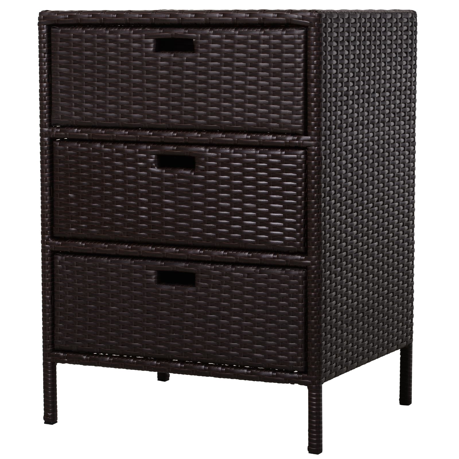 Outsunny - PE Rattan Storage Cabinet, Wicker Pool Cabinet Organizer - Brown