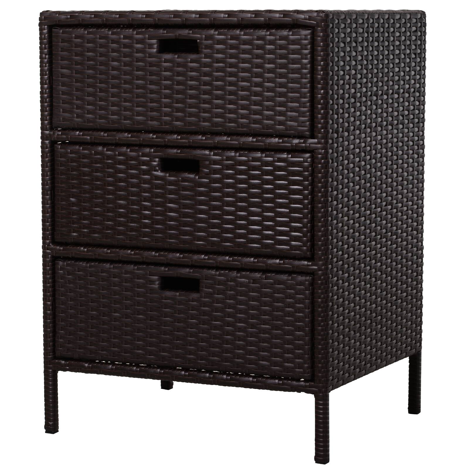Outsunny - PE Rattan Storage Cabinet, Wicker Pool Cabinet Organizer - Brown
