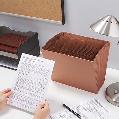 Alt View 4. Staples - Staples Letha-Tone Reinforced Accordion File, Alphabetical Index, 21-Pocket, Letter Size, Brown (ST119099) - Brown.