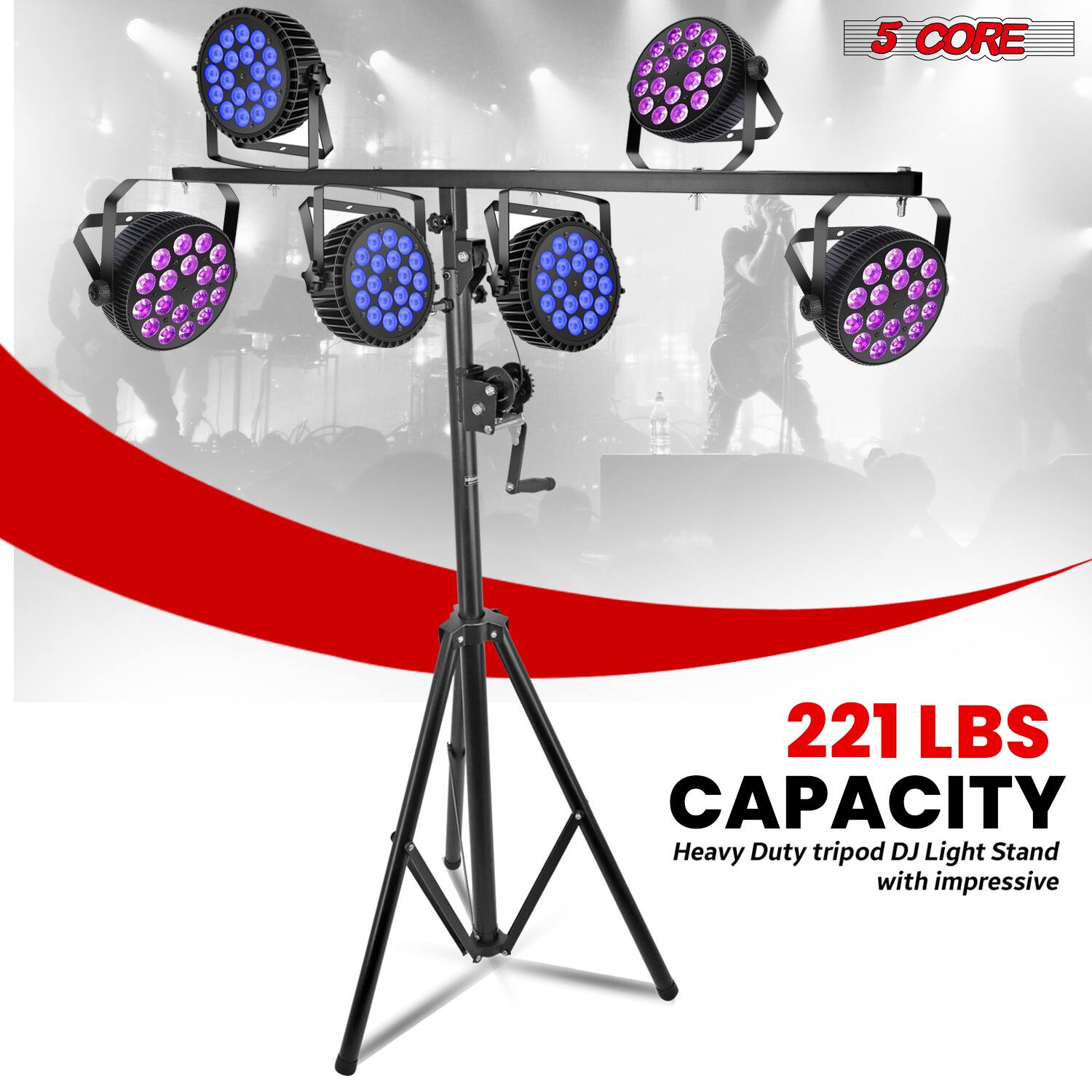 5 CORE

221 LBS CAPACITY

Heavy Duty tripod DJ Light Stand with impressive