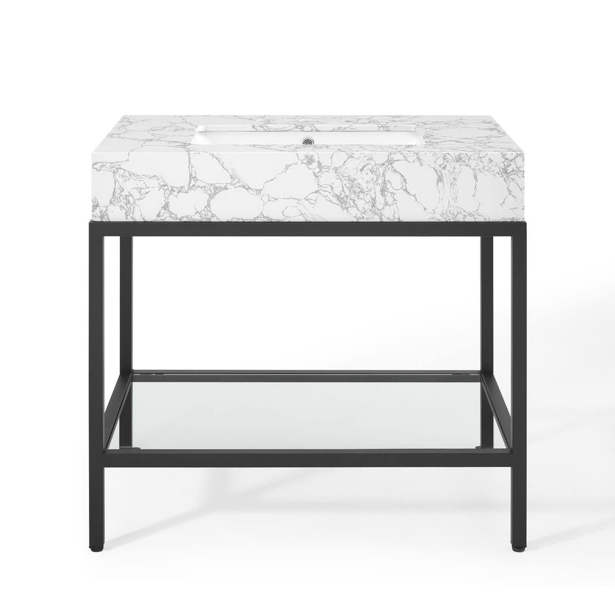 Alt View 2. Modway - Kingsley Stainless Steel Bathroom Vanity - Black White.