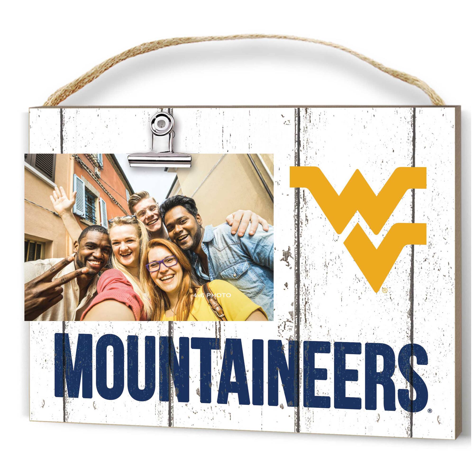 Jardine - West Virginia Mountaineers 8'' x 10'' Weathered Clip It Frame - White