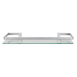 Danya B - Floating Wall Mount Tempered Glass Bathroom Shelf with Brushed Chrome Rail - Chrome, Glass