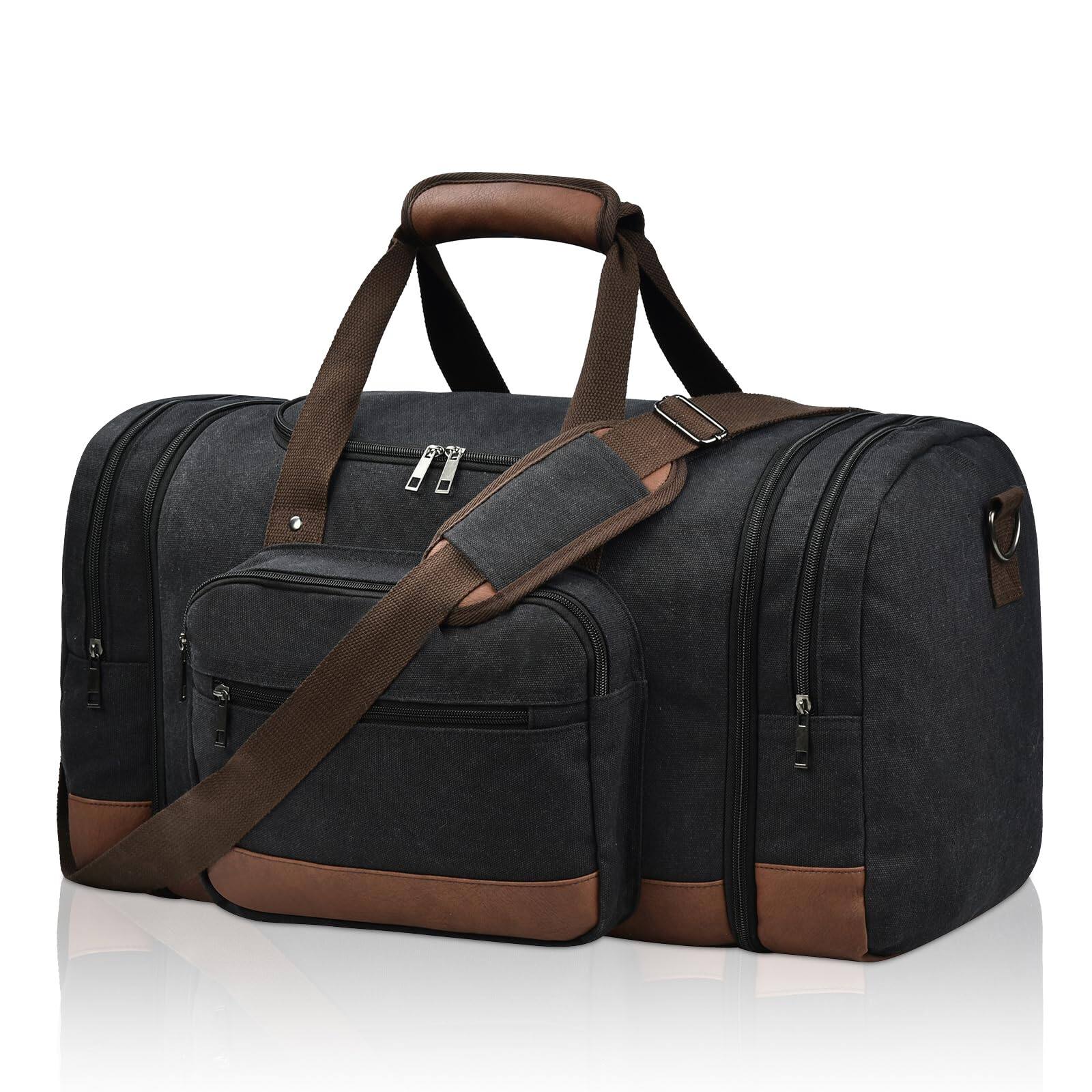 Alt View 1. Paradigms Interiors - Duffle Bag For Travel Canvas Duffel Bags Overnight Weekend Gym Carry On Luggage Men Women - Black+Toiletry Bag-50L.
