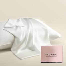 FAUNNA - Luxury 100% Pure Mulberry Silk Pillowcase - 22 Momme 6A Grade, Ultra Soft, King Size 20x36, 1 Piece, Oeko-TEX Certified - White