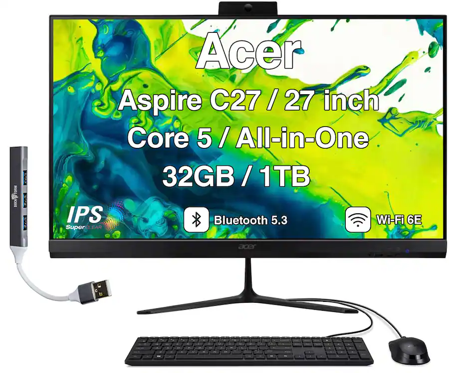 Acer Upgraded All in One Desktop,27 IPS FHD Display (Intel Core 5 120U ...