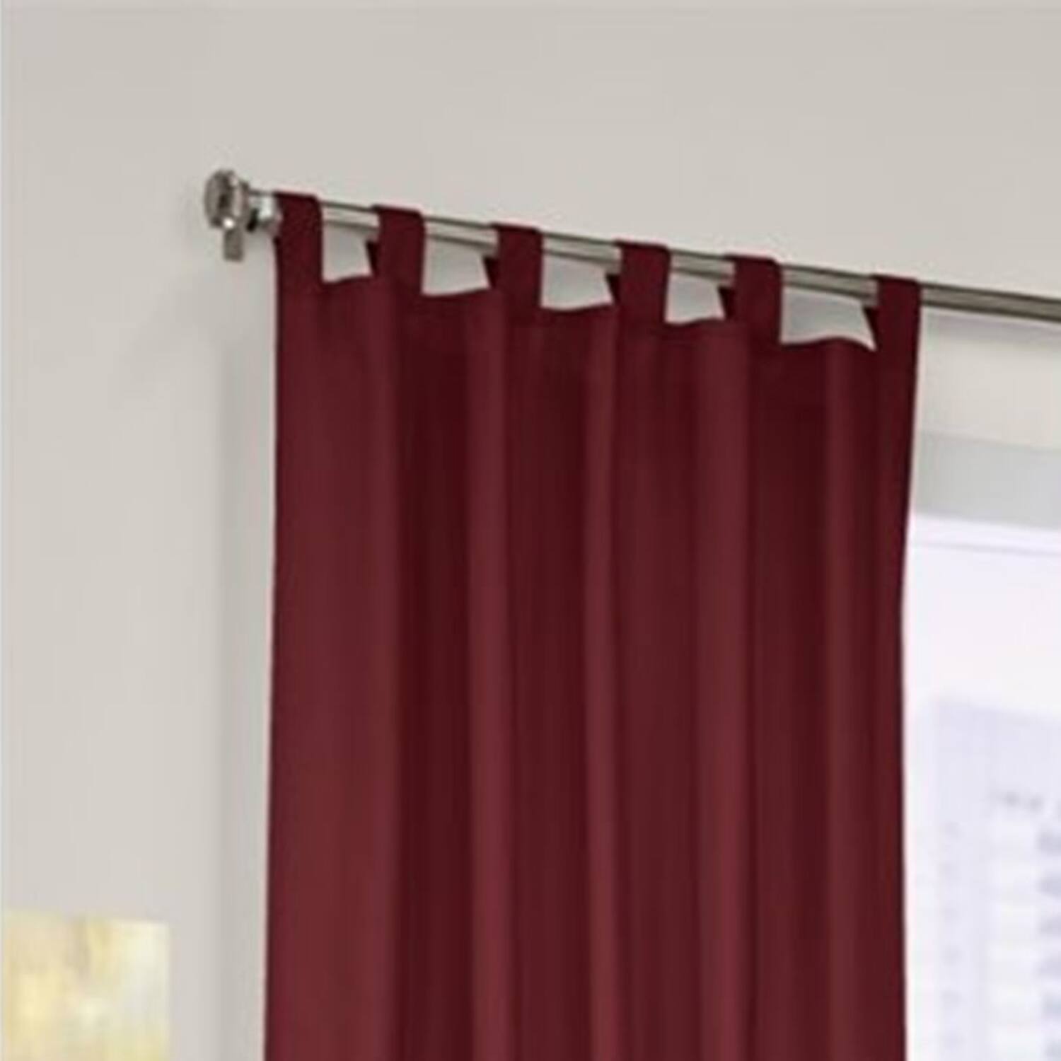 Angle. Commonwealth Home Fashions - Commonwealth Thermalogic Prescott 2-Piece Fashionable and Functional Tab Top Panel - 80x63" - Burgundy - Burgundy.