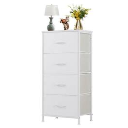 AOITUN - Modern 4 Drawer Fabric Dresser, Chest of Drawer Organizer Storage Cabinet for Bedroom Clothes Closet, Entryway - White