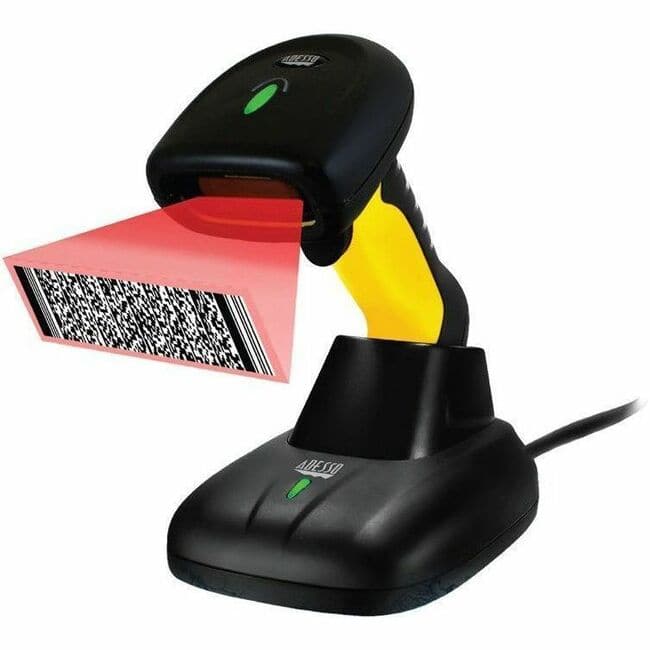 Adesso - Bluetooth & 2.4Ghz Wireless Antimicrobial & Waterproof 2D Barcode Scanner - Cable/Wireless Connectivity - 18" - Unknown