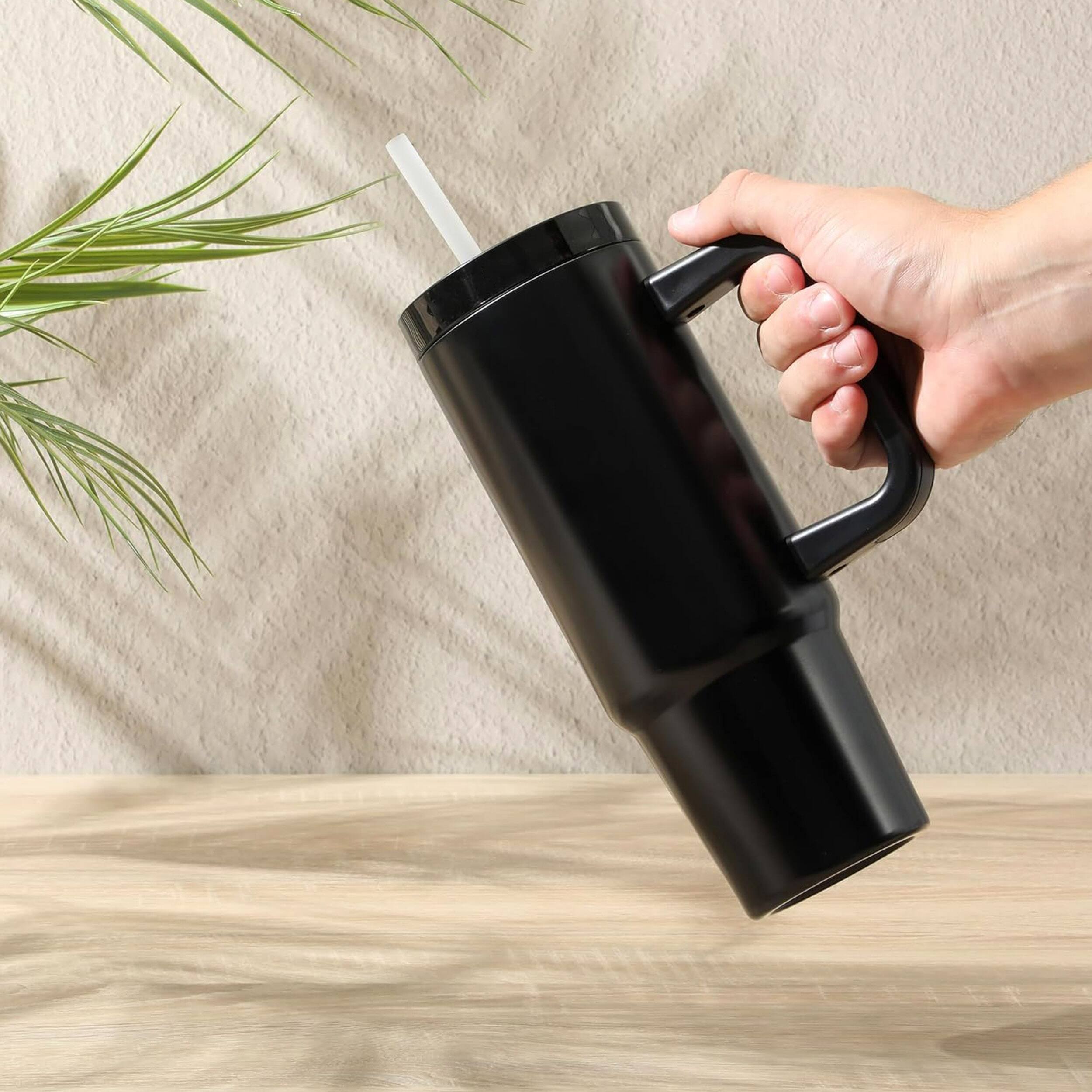 Alt View 2. Gibson - Gibson Home 29oz Marina Stainless Steel Thermal Tumbler with Side Handle and Straw in Black - Black.