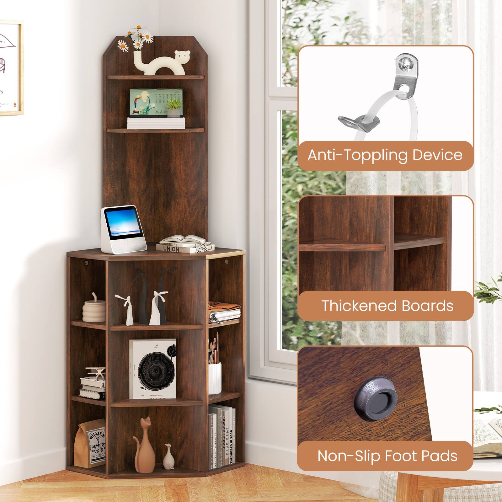 Anti-Toppling Device, Thickened Boards, Non-Slip Foot Pads