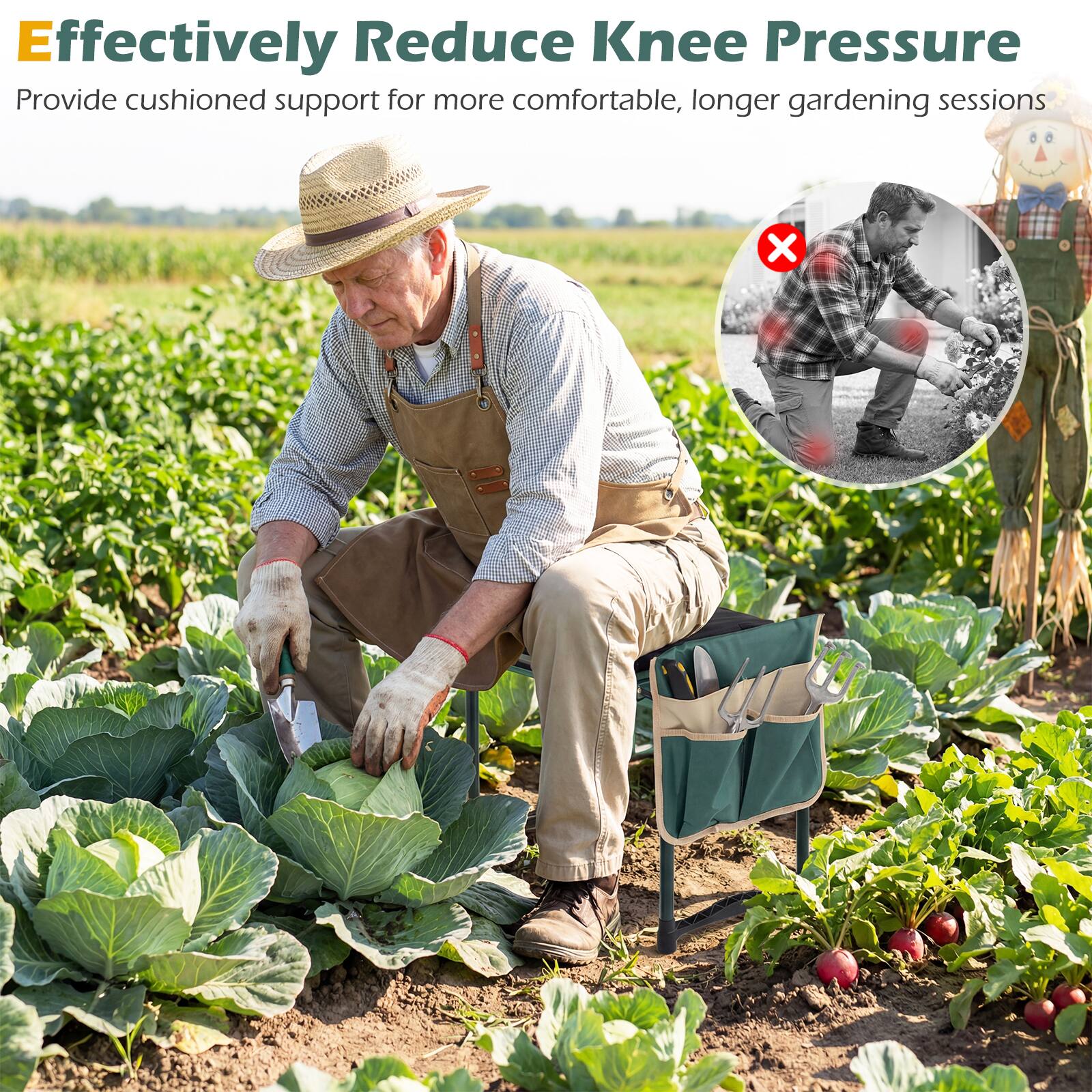 Effectively Reduce Knee Pressure  
Provide cushioned support for more comfortable, longer gardening sessions
