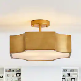Parrot Uncle - Metal 3-Light Semi-Flush Mount Ceiling Light - Gold