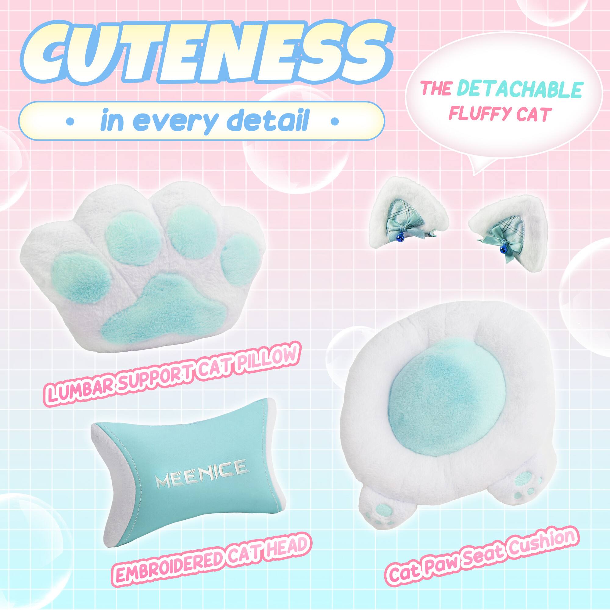 Cuteness in every detail

The detachable fluffy cat

Lumbar support cat pillow

Meenice embroidered cat head

Cat paw seat cushion