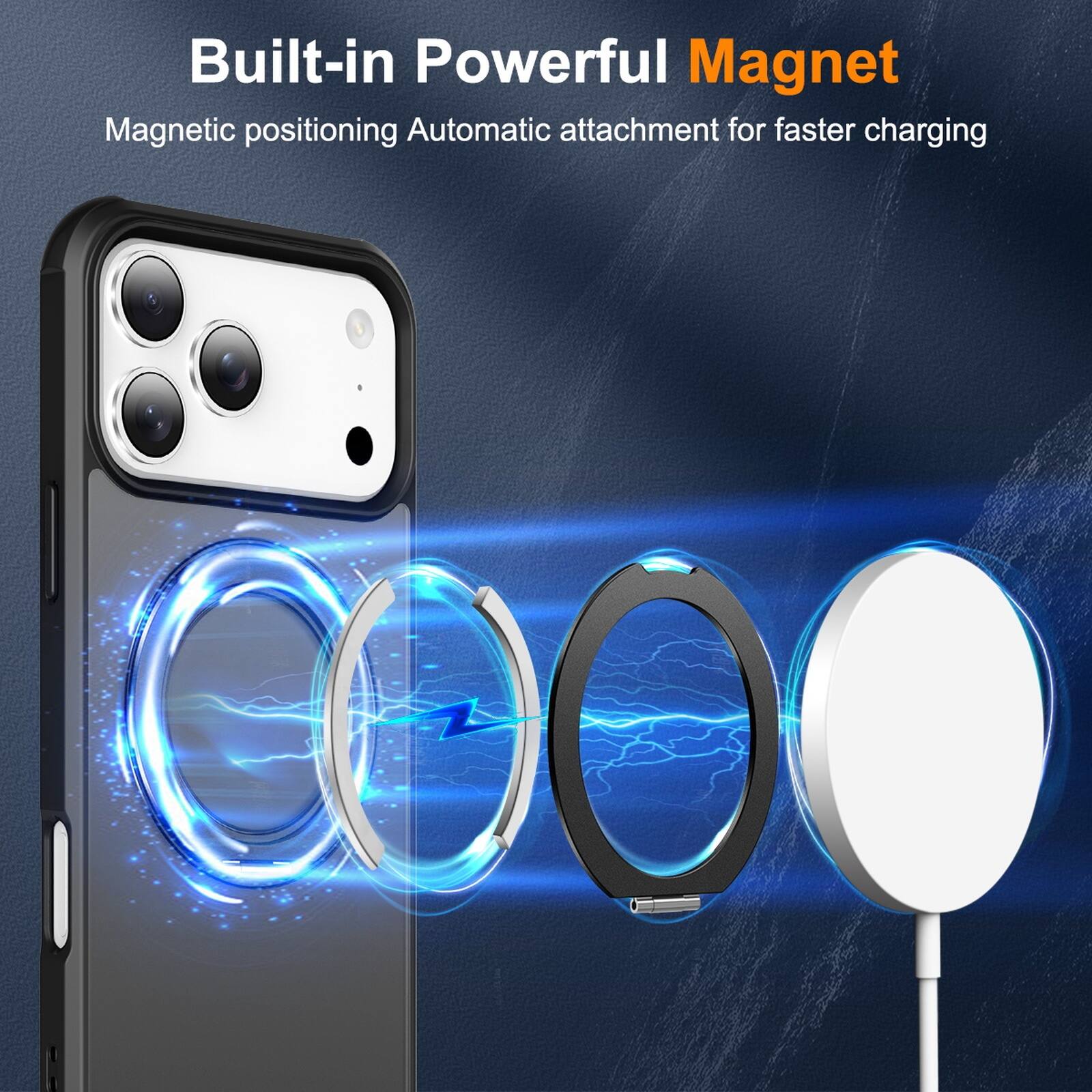 Built-in Powerful Magnet  
Magnetic positioning Automatic attachment for faster charging