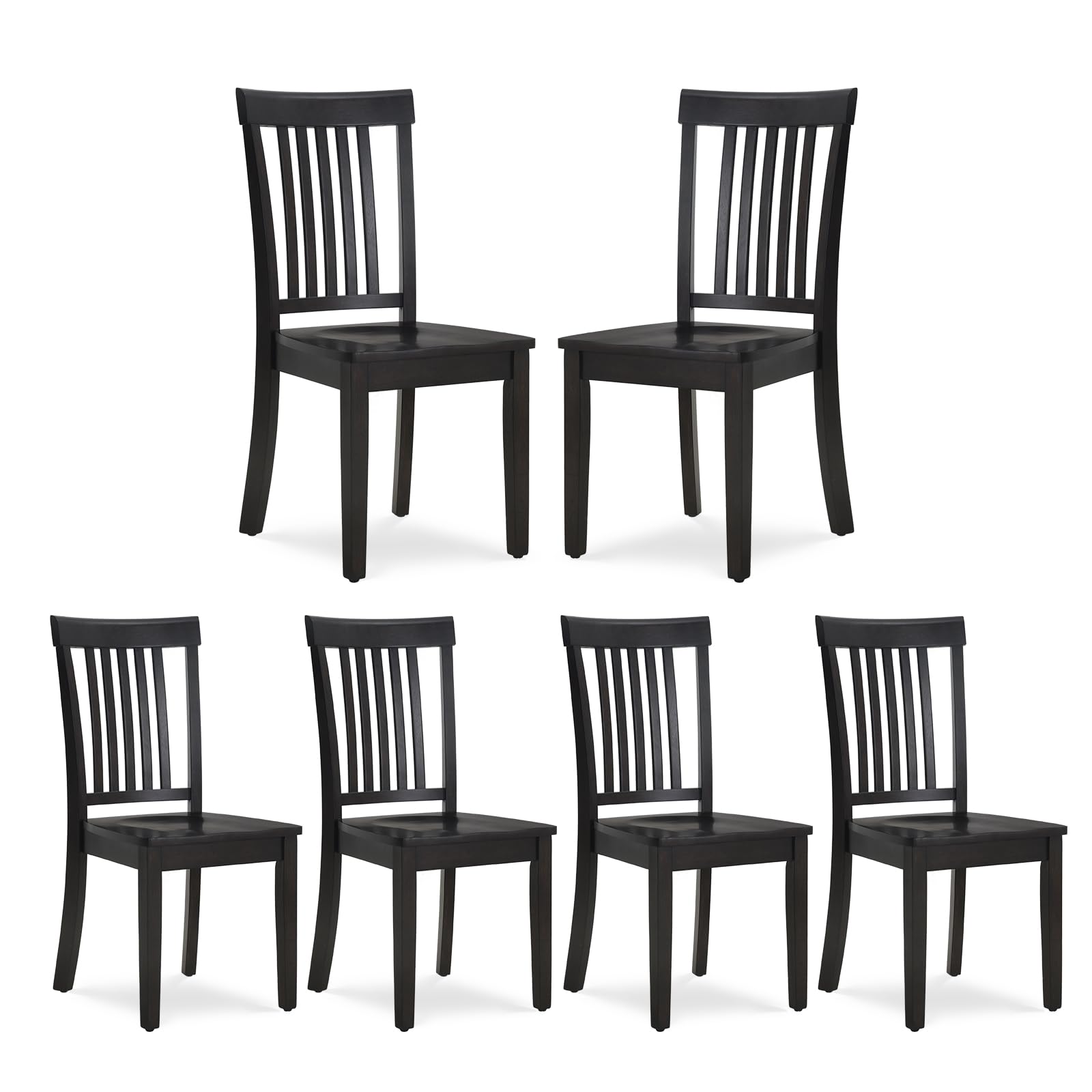 Dark Brown Set of 6 Wooden Seat