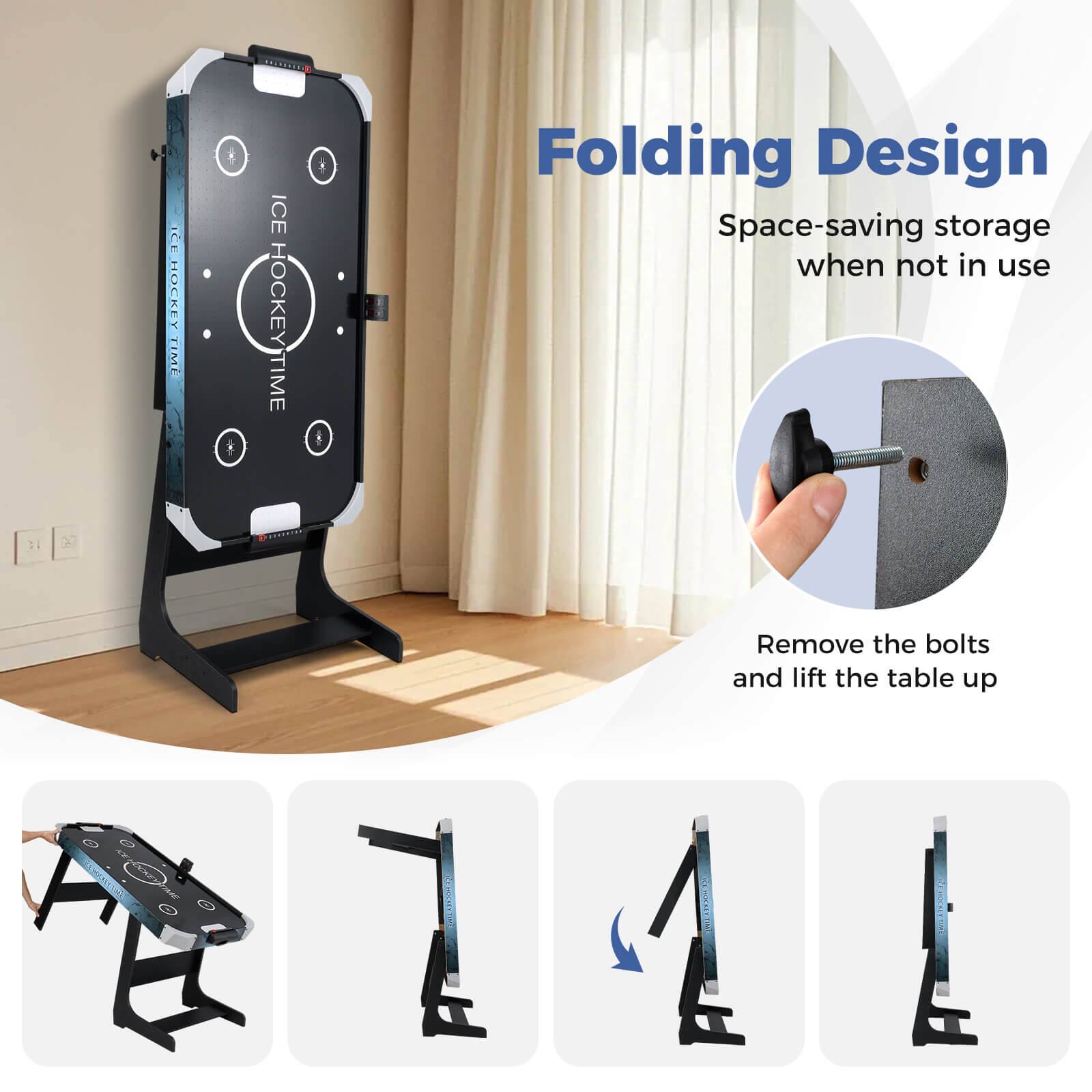 ICE HOCKEY TIME

Folding Design
Space-saving storage when not in use

Remove the bolts and lift the table up