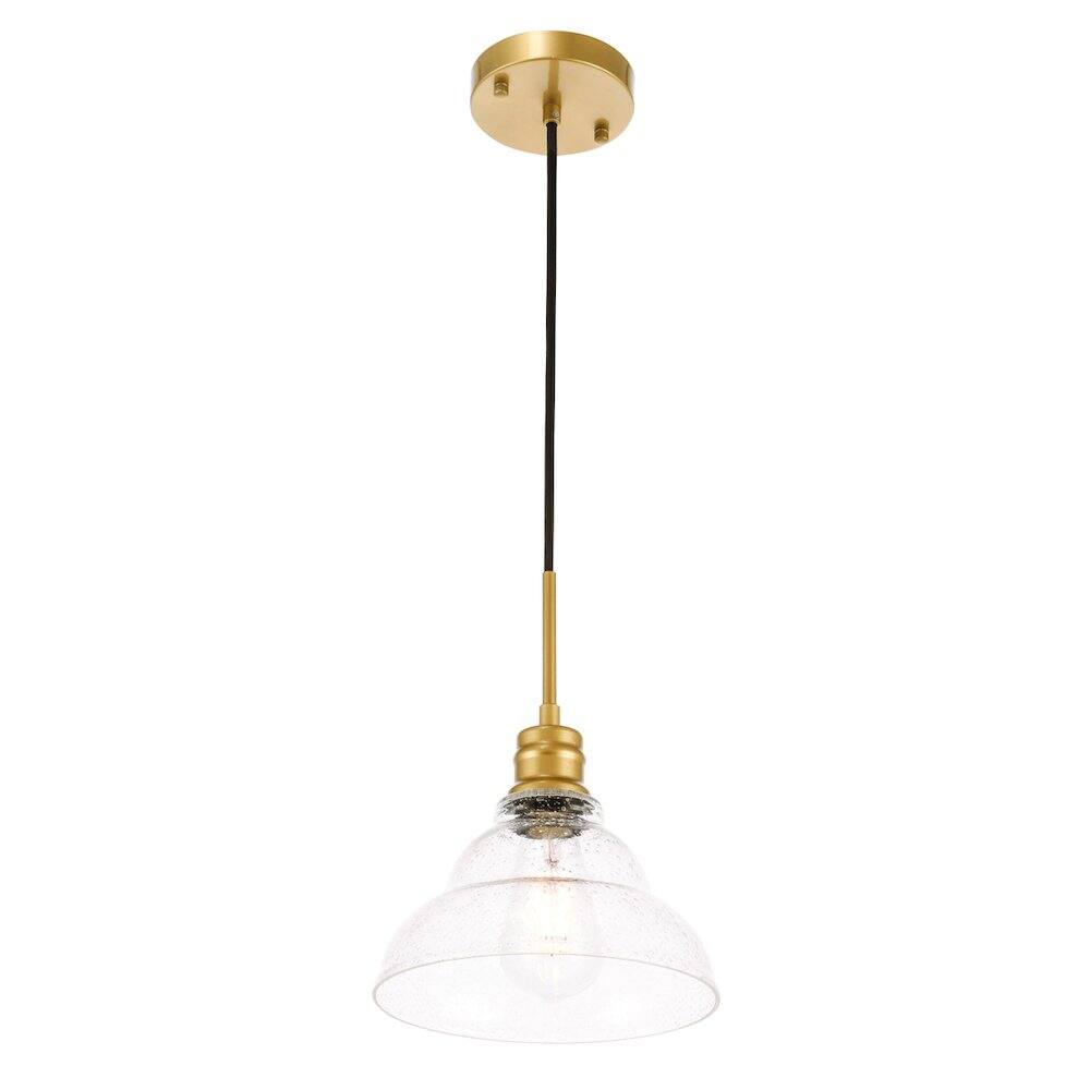 Alt View 7. Living District - Gil 1 Light Brass And Clear Seeded Glass Pendant - Brass And Clear Seeded Glass.