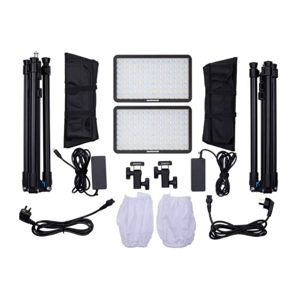 Amaran - Pano 60c Charcoal 60W Output RGBWW Full Color Panel 2 Light Kit