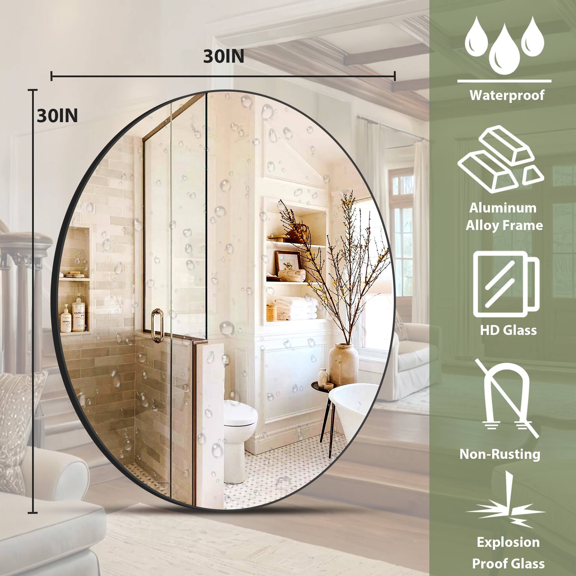 30IN x 30IN Waterproof Aluminum Alloy Frame HD Glass Non-Rusting Explosion Proof Glass