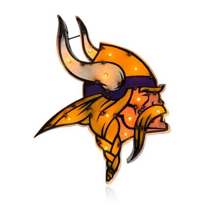 Front. Imperial - Minnesota Vikings Logo Lighted Recycled Metal Sign - Purple.