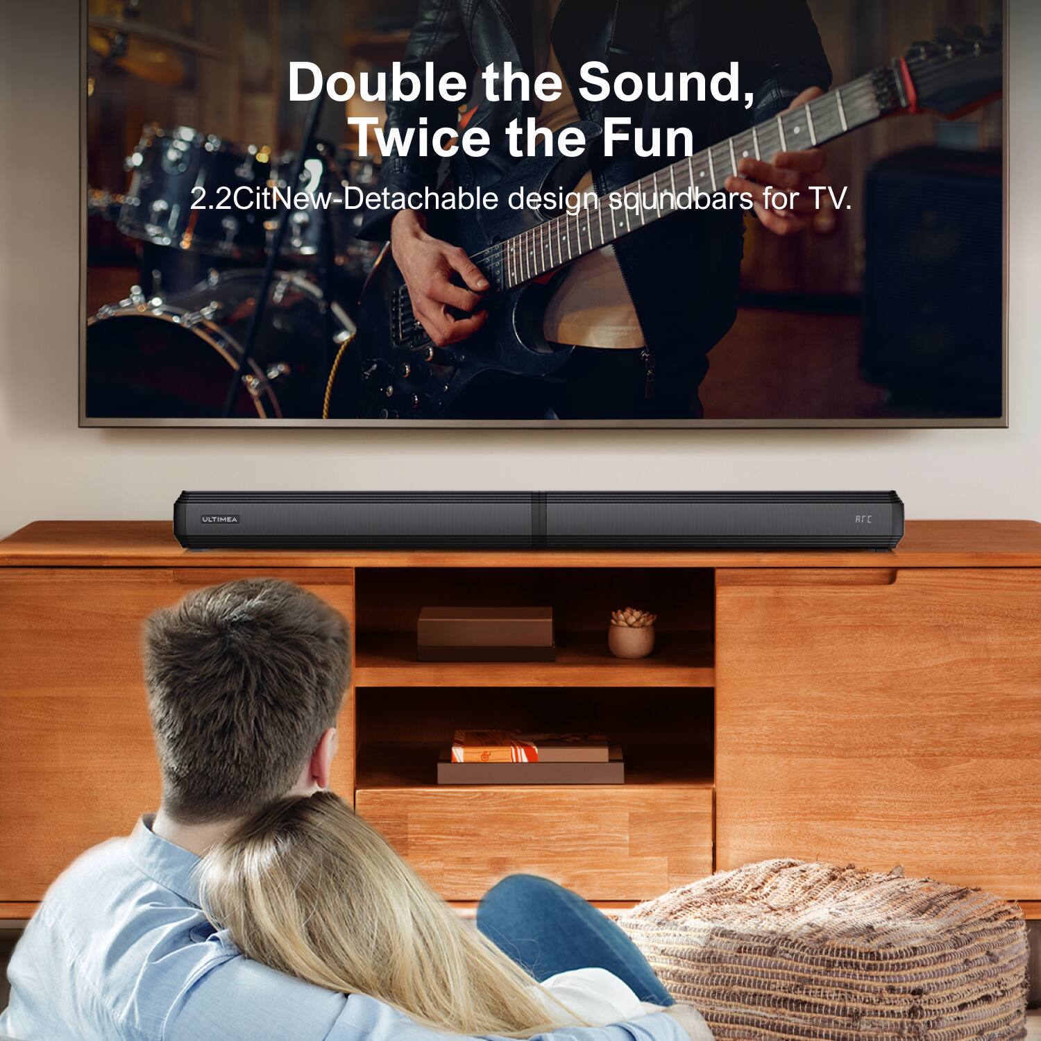 Double the Sound, Twice the Fun. 2.2CitNew-Detachable design soundbars for TV.
