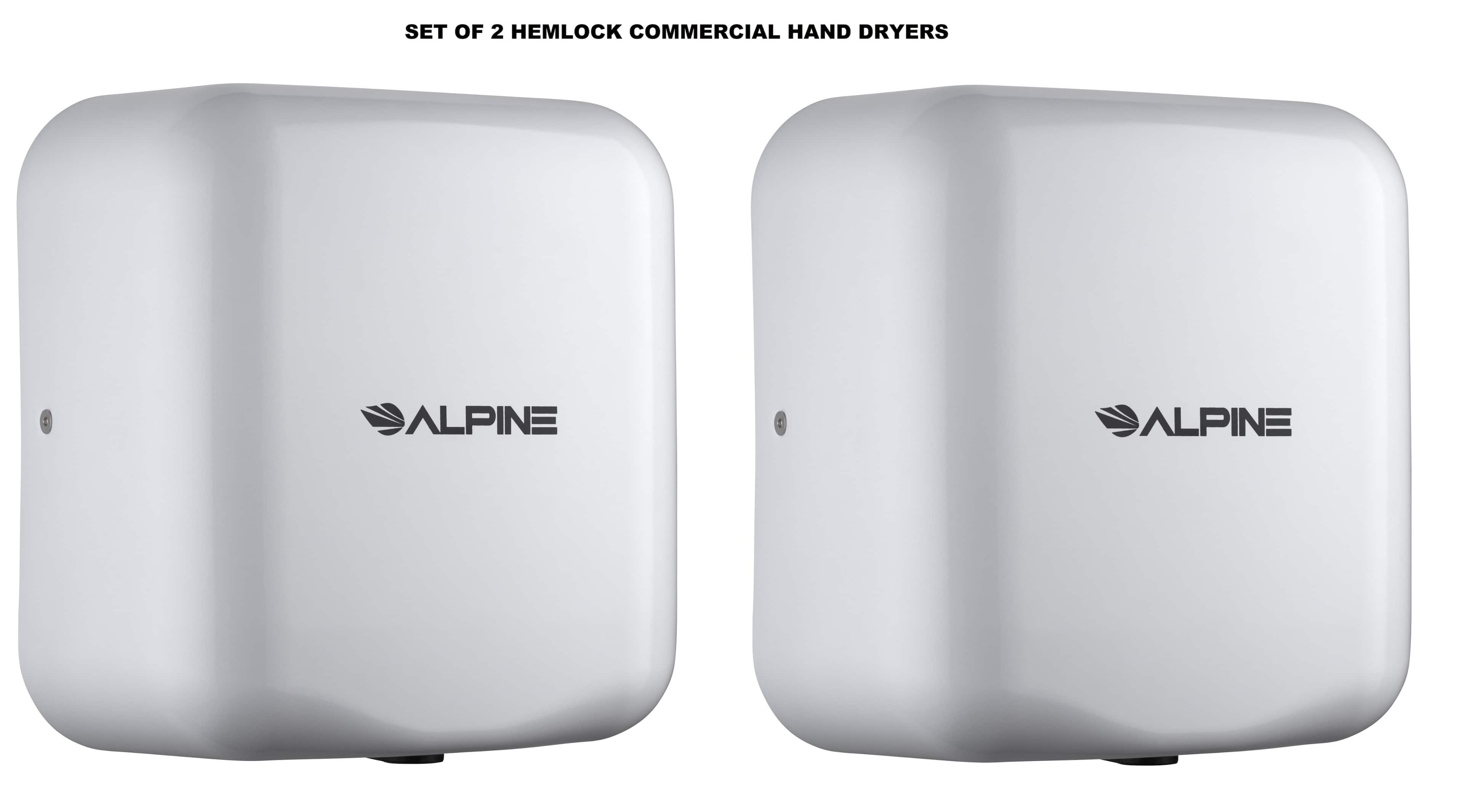 Alpine Industries - Hemlock Commercial Automatic High-Speed 120V Electric Hand Dryer 2 Pack - White