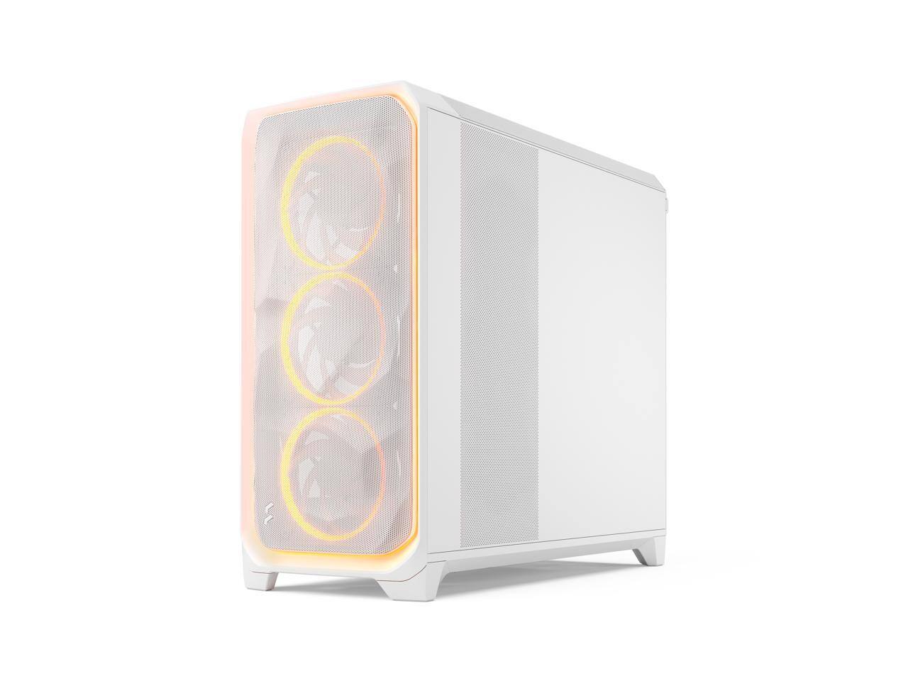 Alt View 3. Fractal Design - Fractal Design Meshify 3 XL Ambience Pro RGB E-ATX Full Tower PC Case -  White Chassis with Clear TG Side Panel - White.