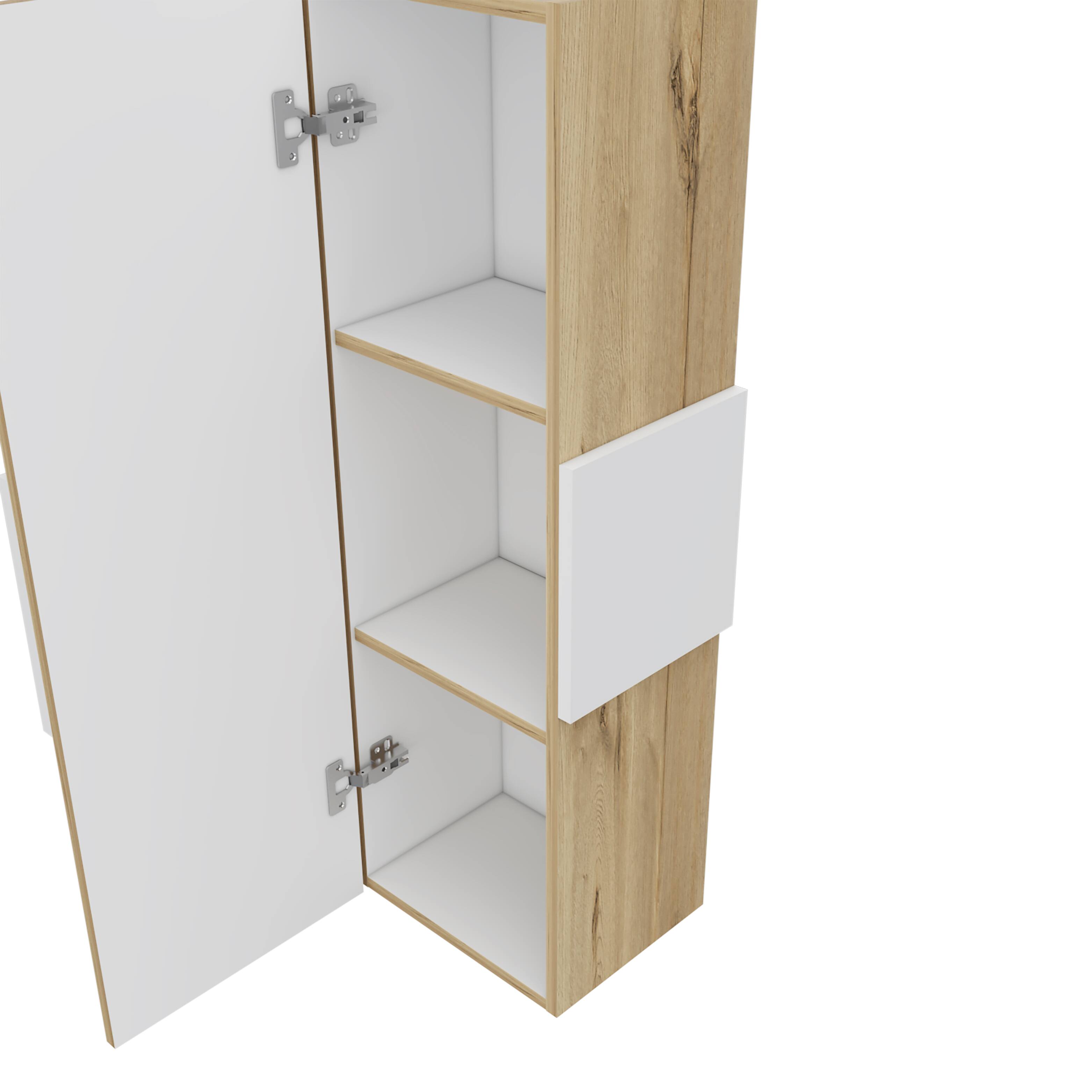 Alt View 2. TuHome - Vanguard Medicine Cabinet, Three Shelves, Single Door Cabinet - White / Light Oak.